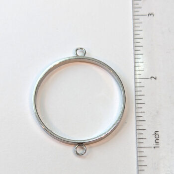 Stainless Steel Large Round Circle Bead Frame Connector Silver - Image 2