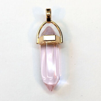 Clear Light Pink Stone Hexagonal Pointed Pendant