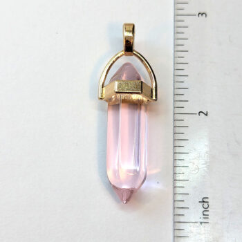 Clear Light Pink Stone Hexagonal Pointed Pendant - Image 2