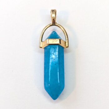 Aquamarine Natural Gemstone Hexagonal Pointed Pendant Gold