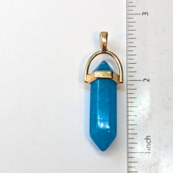 Aquamarine Natural Gemstone Hexagonal Pointed Pendant Gold - Image 2