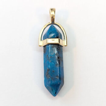 Blue Aventurine Natural Gemstone Hexagonal Pointed Pendant Gold