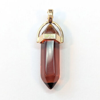 Clear Brown Stone Hexagonal Pointed Pendant