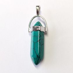 Green Howlite Natural Gemstone Hexagonal Pointed Pendant