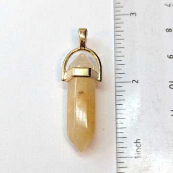 Yellow Jade Stone Natural Gemstone Hexagonal Pointed Pendant Gold - Image 2