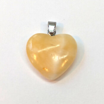 Yellow Jade Natural Gemstone Heart Pendant Silver