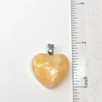 Yellow Jade Natural Gemstone Heart Pendant Silver - Image 2