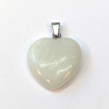 Green Jade Natural Gemstone Heart Pendant Silver