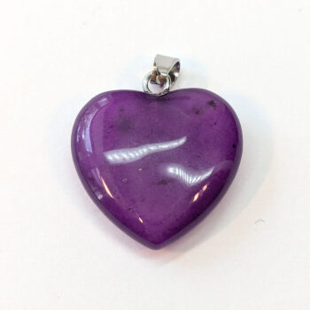 Purple Agate Natural Gemstone Heart Pendant Silver