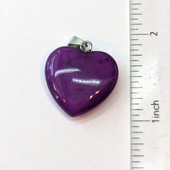 Purple Agate Natural Gemstone Heart Pendant Silver - Image 2