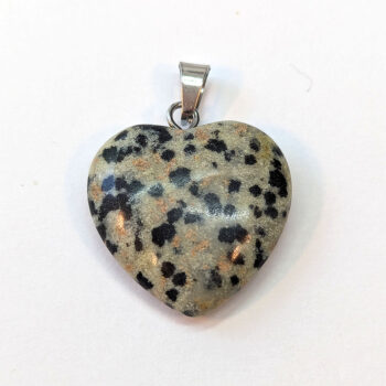 Dalmatian Jasper Natural Gemstone Heart Pendant Silver