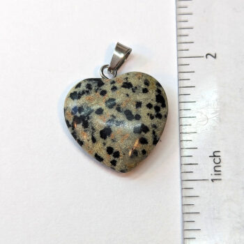 Dalmatian Jasper Natural Gemstone Heart Pendant Silver - Image 2