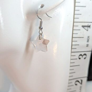 Small Clear Glass Rhinestone Star Silver Earrings - Image 2