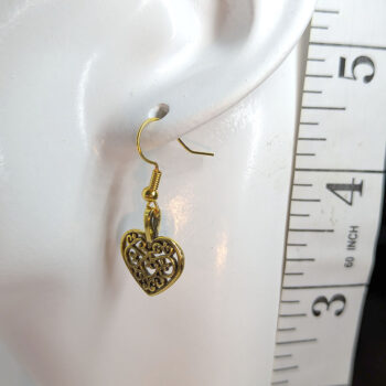 Antique Gold Hollow Decorative Heart Earrings - Image 2