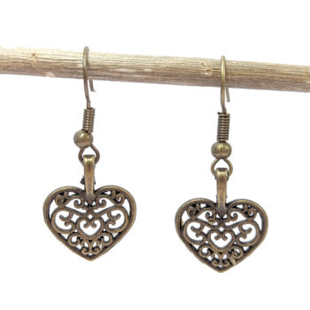 Antique Bronze Hollow Decorative Heart Earrings