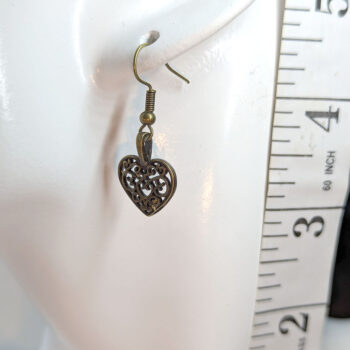 Antique Bronze Hollow Decorative Heart Earrings - Image 2