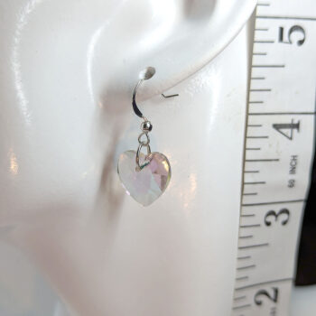 Clear Glass Rhinestone Heart Silver Earrings - Image 2