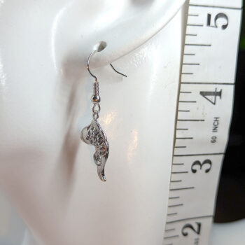 Silver Hollow Jumping Goldfish Fish Earrings - Image 2