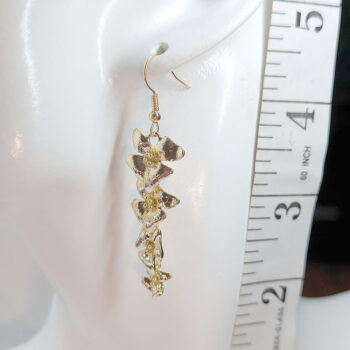 Gold Quadruple Cascading Orchid Flower Earrings - Image 2