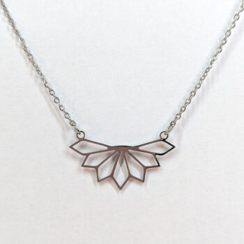 Silver Stainless Steel Modern Geometric Diamonds Necklace - Image 2