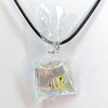 Ocean Salt Water Fish in a Bag Yellow Black White Resin Necklace - Image 3