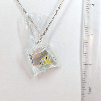 Ocean Salt Water Fish in a Bag Yellow Black White Resin Necklace - Image 4