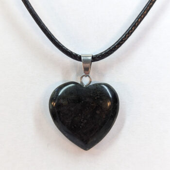 Black Obsidian Natural Gemstone Heart Necklace Silver