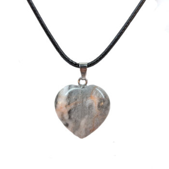 Red Picasso Jasper Natural Gemstone Heart Necklace Silver