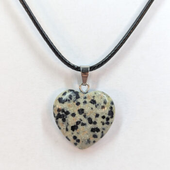 Dalmatian Jasper Natural Gemstone Heart Necklace Silver