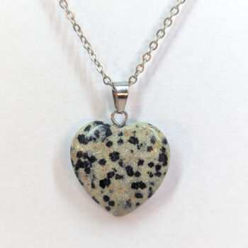 Dalmatian Jasper Natural Gemstone Heart Necklace Silver - Image 4