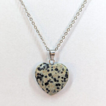 Dalmatian Jasper Natural Gemstone Heart Necklace Silver - Image 3