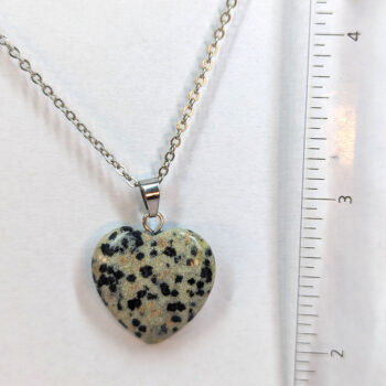 Dalmatian Jasper Natural Gemstone Heart Necklace Silver - Image 2