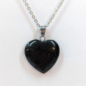 Black Obsidian Natural Gemstone Heart Necklace Silver - Image 3