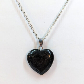 Black Obsidian Natural Gemstone Heart Necklace Silver - Image 4