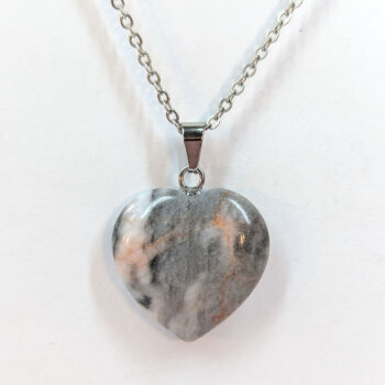 Red Picasso Jasper Natural Gemstone Heart Necklace Silver - Image 4