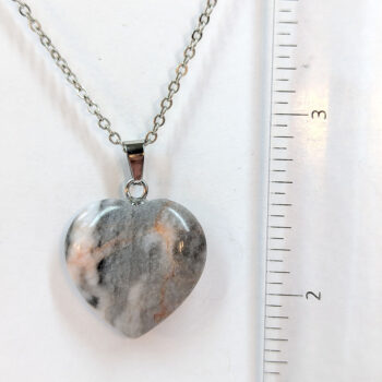 Red Picasso Jasper Natural Gemstone Heart Necklace Silver - Image 2