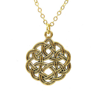 Celtic Chinese Knot Round Antique Gold Necklace