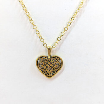 Antique Gold Hollow Decorative Heart Necklace - Image 3