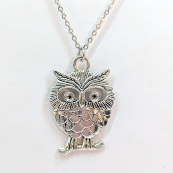 Cute Hollow Owl Charm Antique Silver Necklace