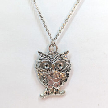 Cute Hollow Owl Charm Antique Silver Necklace - Image 3