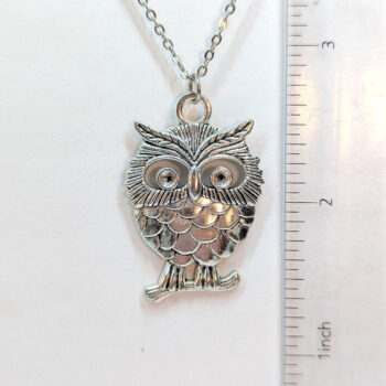 Cute Hollow Owl Charm Antique Silver Necklace - Image 2