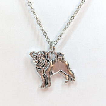 Double Sided Pug Dog Charm Antique Silver Necklace