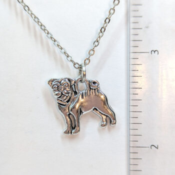 Double Sided Pug Dog Charm Antique Silver Necklace - Image 2