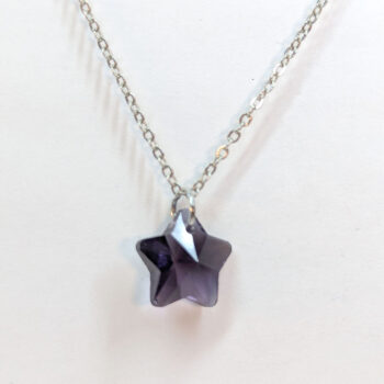 Small Purple Plumb Glass Rhinestone Star Necklace Silver - Image 3