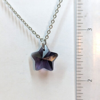 Small Purple Plumb Glass Rhinestone Star Necklace Silver - Image 2