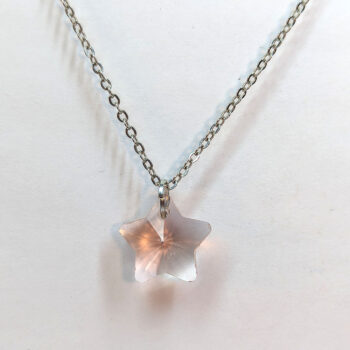 Small Pink Glass Rhinestone Star Necklace Silver - Image 3