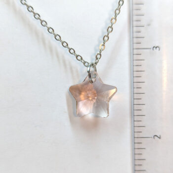 Small Pink Glass Rhinestone Star Necklace Silver - Image 2