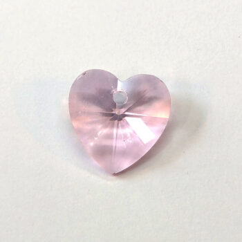 Pink Faceted Glass Rhinestone Heart Charm