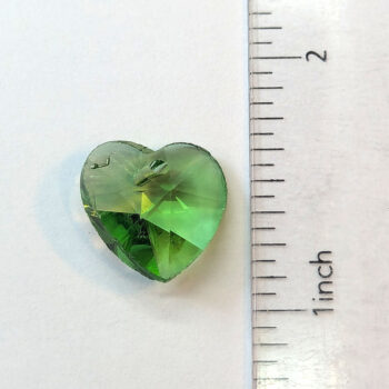 Green Faceted Glass Rhinestone Heart Charm - Image 4