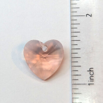 Pink Rose Faceted Glass Rhinestone Heart Charm - Image 2